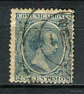 Испания (Королевство) - 1889 - Король Испании Альфонсо XIII - 25C - [Mi.194] - 1 марка. Гашеная.  (Лот 47FS)-T25P28