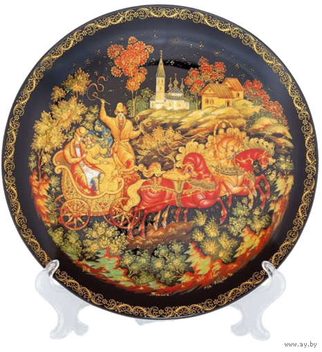 Декоративная Коллекционная тарелка Палех Тройка
