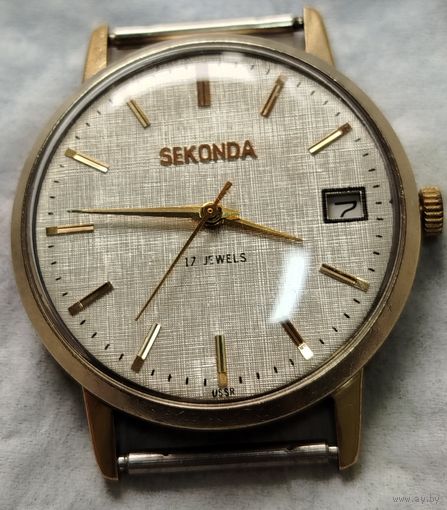 Часы "Sekonda" by Полёт, костюмные,Золочение,состояние,редкий циферблат Гильоше