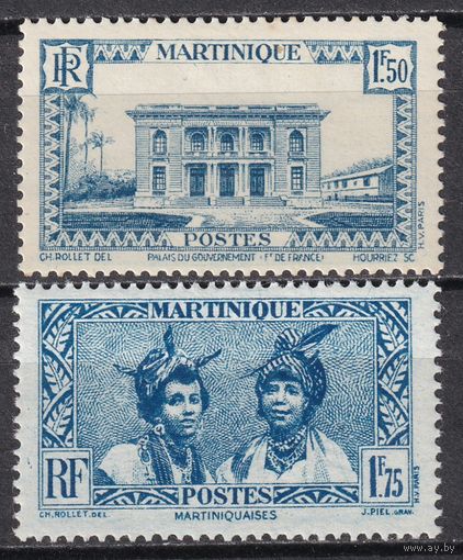 9.FrK. Франция. Колонии. Мартиника. Местные мотивы. 1938 г. 1,5 Fr, 1,75 Fr. Mi.##147/149.