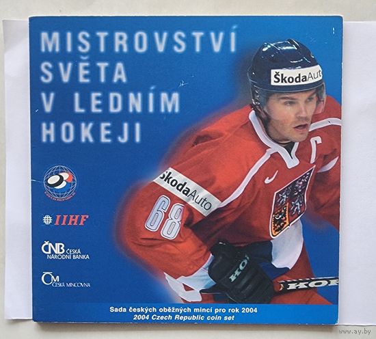 Чехия, набор из 7ми монет + жетон монетного двора, 2004, Хоккей.