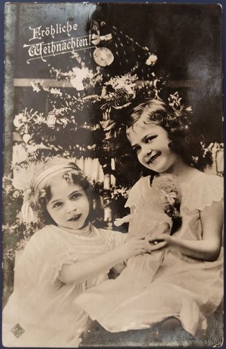 Детская рождественская фотооткрытка. Австро-Венгрия. Начало 20-го века.