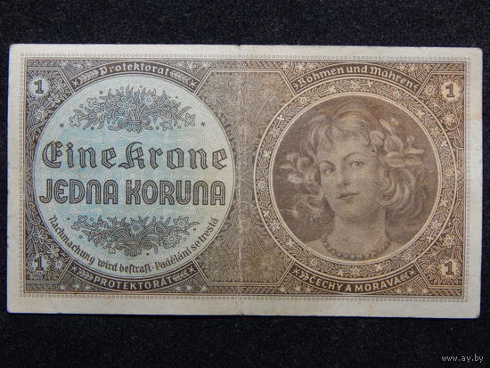 Богемия и Моравия 1 крона б/г (1940г.).