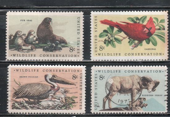 США-1972, (Мих.1079-1082), * ( 2 м - гаш.) , Фауна(полная серия)