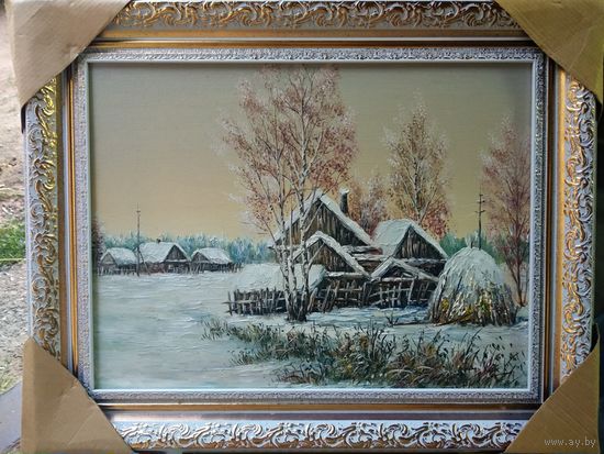 Картина маслом" Зимой на хуторе"