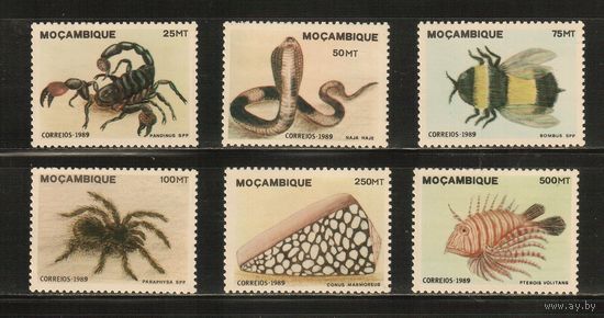 Мозамбик-1989(Мих.1156-1161),  ** ,   Морская   Фауна ,Насекомые  (полная серия)