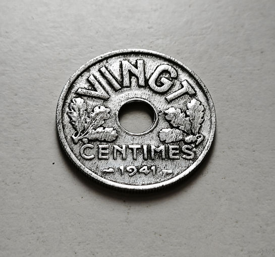 20 сантимов 1941, Франция, Режим Виши, лот фр-1.7