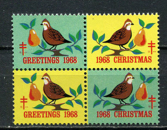 США - 1968 - Рождество и Новый год - 1 кварт. MNH.  (LOT Gd24)-T10P37