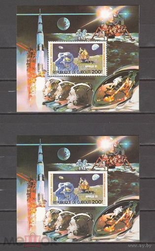 ДЖИБУТИ 1980, КОСМОС, КОСМОНАВТ НА ЛУНЕ, АПОЛЛОН 11,   MNH