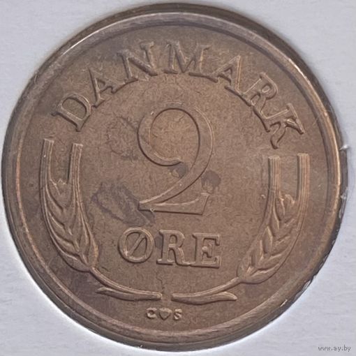 Дания 2 эре 1964 г. Бронза. В холдере