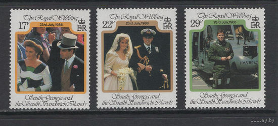 Южная Георгия и Южные Сандвичевы Острова 1986** Королевская свадьба принца Эндрю и Сары Фергюсон Mi#147-149