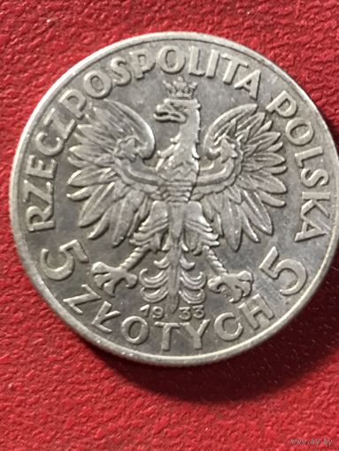 5 злотых 1933г.