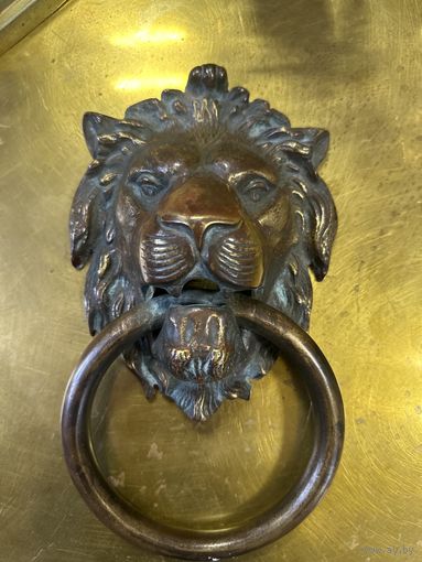 Старинная очень тяжелая бронзовая стучалка, панно, Европа, много лотов с рубля