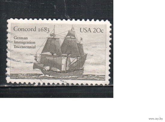 США-1983, (Мих.1628) , гаш. , Флот, Парусники, (одиночка),