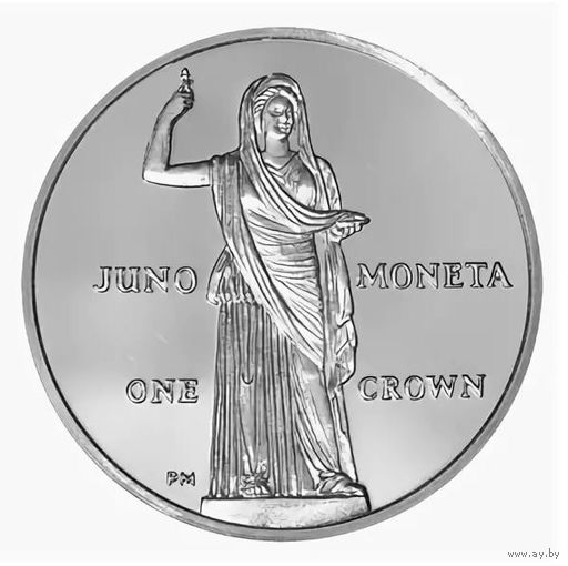 Остров Мэн 1 крона 2012г. "Юнона Монета". Монета в капсуле; подарочном футляре; сертификат; коробка. СЕРЕБРО 28,28гр.