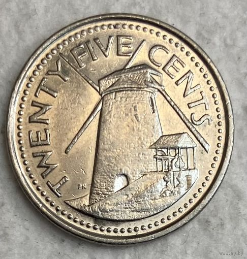 Монета Барбадос 25 центов 2008 года. Мельница. С рубля без МЦ.