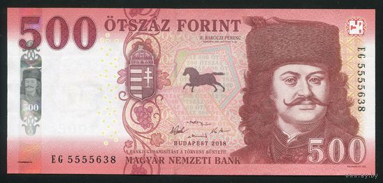 Венгрия 500 форинтов 2018 г. P202a. Серия EG. UNC