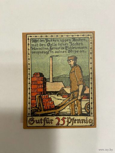 25 пфеннингов (нотгельды) 1921 г. Германия.