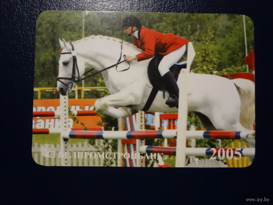 Календарик 2005 г.  Белпромстройбанк.  Конный спорт.