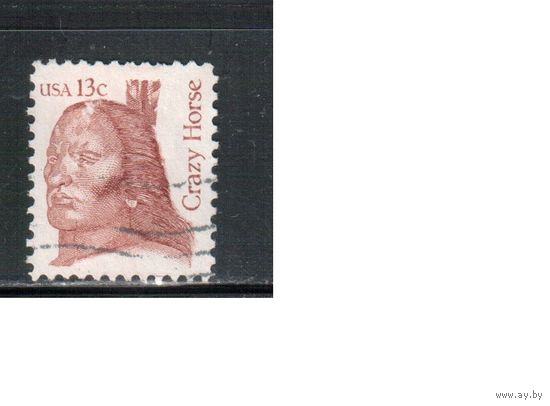 США-1982, (Мих.1525) ,  гаш. , Стандарт , Личности, Вождь индейцев(одиночка),