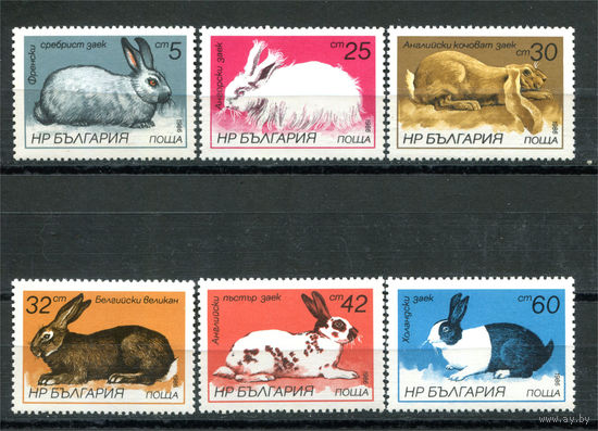 Болгария - 1986г. - Зайцы и кролики - 6 марок - полная серия, MNH [Mi 3447-3452]. #O-Se-Z-1-3