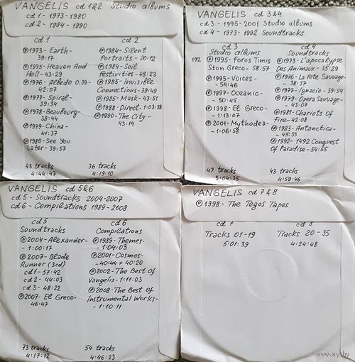 CD MP3 VANGELIS студийные альбомы, саундтреки, компиляции и раритетные треки (1973-2008) на 8 CD