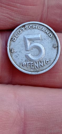 МОНЕТА 5 ПФЕННИГОВ 1949 ГОД   НЕЧАСТАЯ    . ОРИГИНАЛ  .  Распродажа Коллекции !!! . Экспресс  Аукцион не с рубля без МПЦ и прочего  .Много лотов в продаже .