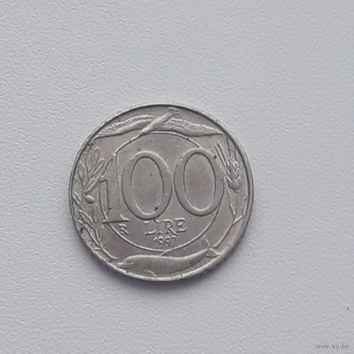 ИТАЛИЯ 100 лир1997 год/ птица и дельфин/