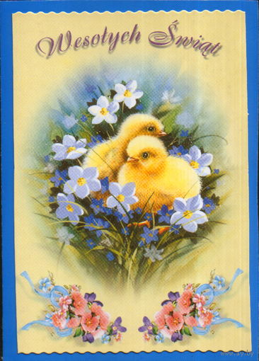 Подписанная открытка Польша "Пасха. Цыплята"