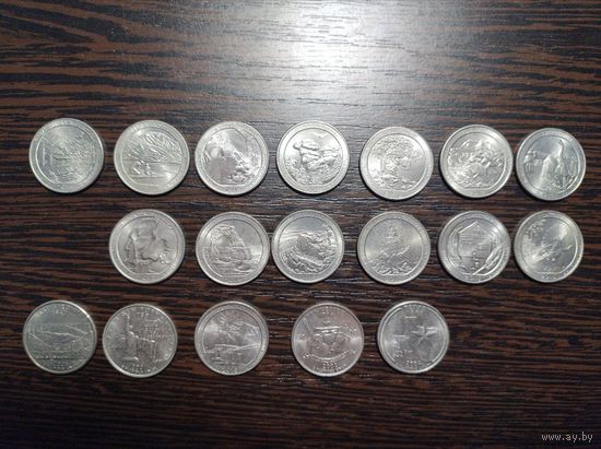 25 центов США четвертак квотер Штат национальный парк заповедник