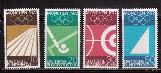 Германия(ФРГ)-1969,(Мих.587-590)  *  (след от накл.) , Спорт, ОИ-1972
