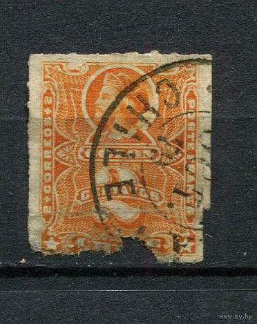 Чили - 1877 - Колумб 2С - (с повреждением) - [Mi.14] - 1 марка. Гашеная.  (Лот 64Dt)