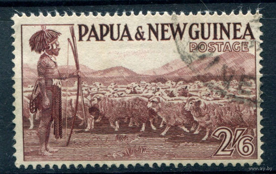 Британские колонии - Папуа Новая Гвинея - 1952/60г. - ландшафты, виды, местные мотивы, 2 6 Sh - 1 марка - гашёная [Mi 20]. #3-WB-90-A-2
