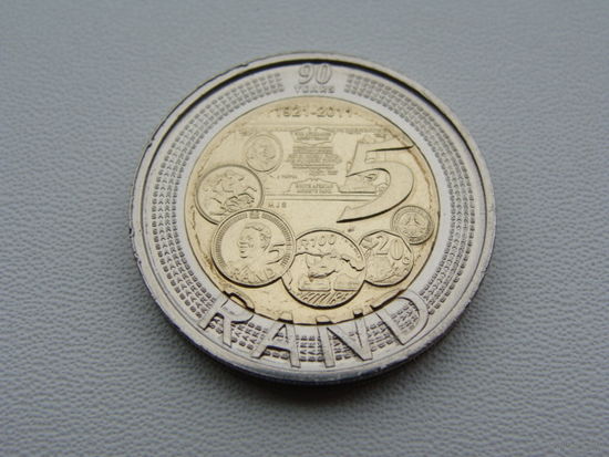 Южная Африка. ЮАР.  5 рандов 2011 год  KM#507  "90 лет Южноафриканскому Резервному Банку"