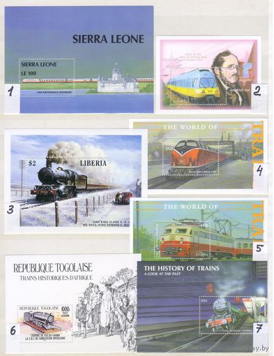Железная дорога.Поезда,локомотивы. Чистые блоки разных стран. MNH