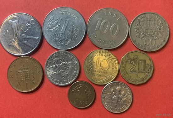 10 разных монет из 10 стран - 4