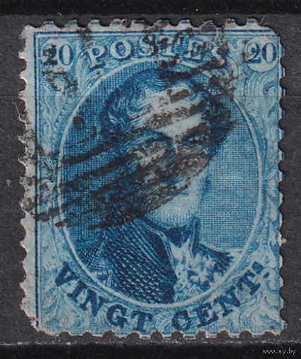 6.Bg. Бельгия. Бельгия. Король Леопольд I. Стандарт. 1863 г. 20C. Mi.#12B.