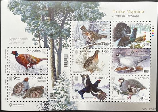 Украина 2021 Красная книга Украины. Фауна. Куроподобные. Блок