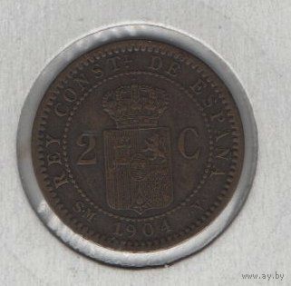 КОРОЛЕВСТВО ИСПАНИЯ 2 СЕНТИМО 1904. ХОЛДЕР