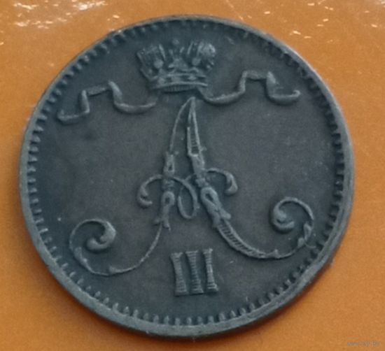 Финляндия 1 пенни 1881,Александр III, редкость, состояние!