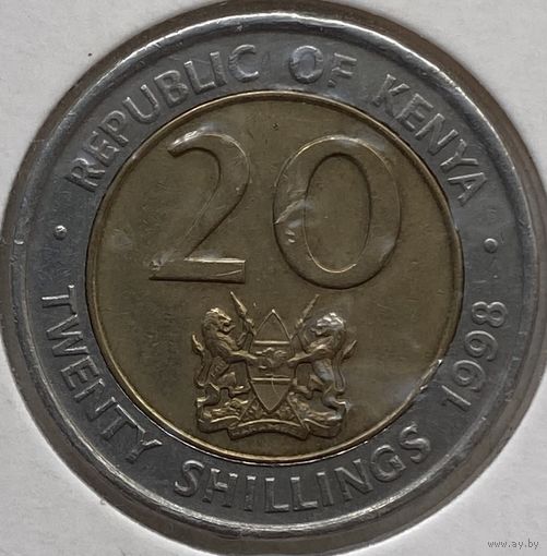 Кения 20 шиллингов 1998 г. В холдере