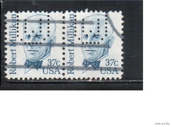 США-1982, (Мих.1526) ,  гаш. , Стандарт , Личности, Физик(одиночка), перфин-пара