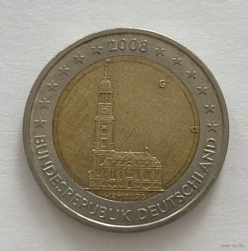 2 евро Германия 2008 Федеральная земля Гамбург