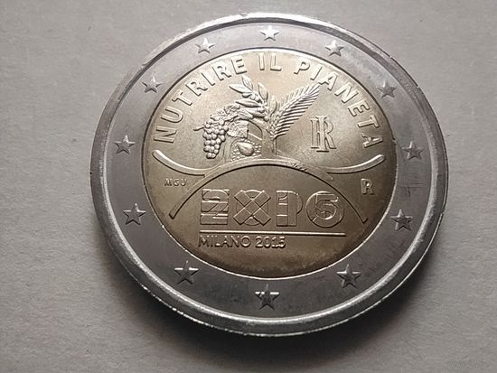 2 ЕВРО, ИТАЛИЯ (Expo 2015 в Милане) UNC тираж 3 500 000