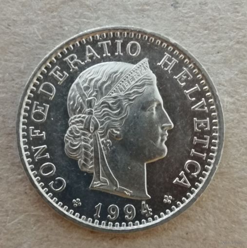Швейцария 20 раппенов 1994 г., KM# 29a ю