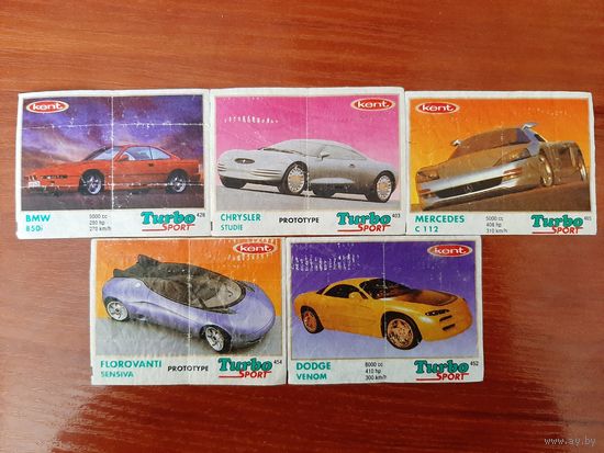 Вкладыши TURBO SPORT, ТУРБО СПОРТ МЯТА. Лот 5 шт. В коллекцию. Доставка бесплатно.