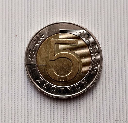 5 злотых 2022 года Польша. Третья Республика. Шикарная родная патина!
