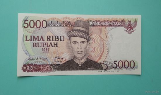 Банкнота 5000 рупий Индонезия 1986 г.
