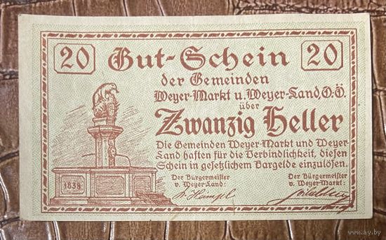 Нотгельд Австрия Вейер-Маркт и Вейер-Ланд 20 геллеров 1920 год