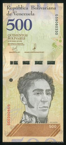Венесуэла 500 боливаров 2018 г. P108a. Серия G. UNC